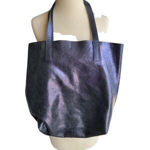 Anthropologie Slouchy Metallic Blue Leather Shoulder/Cross Body Bag and wallet